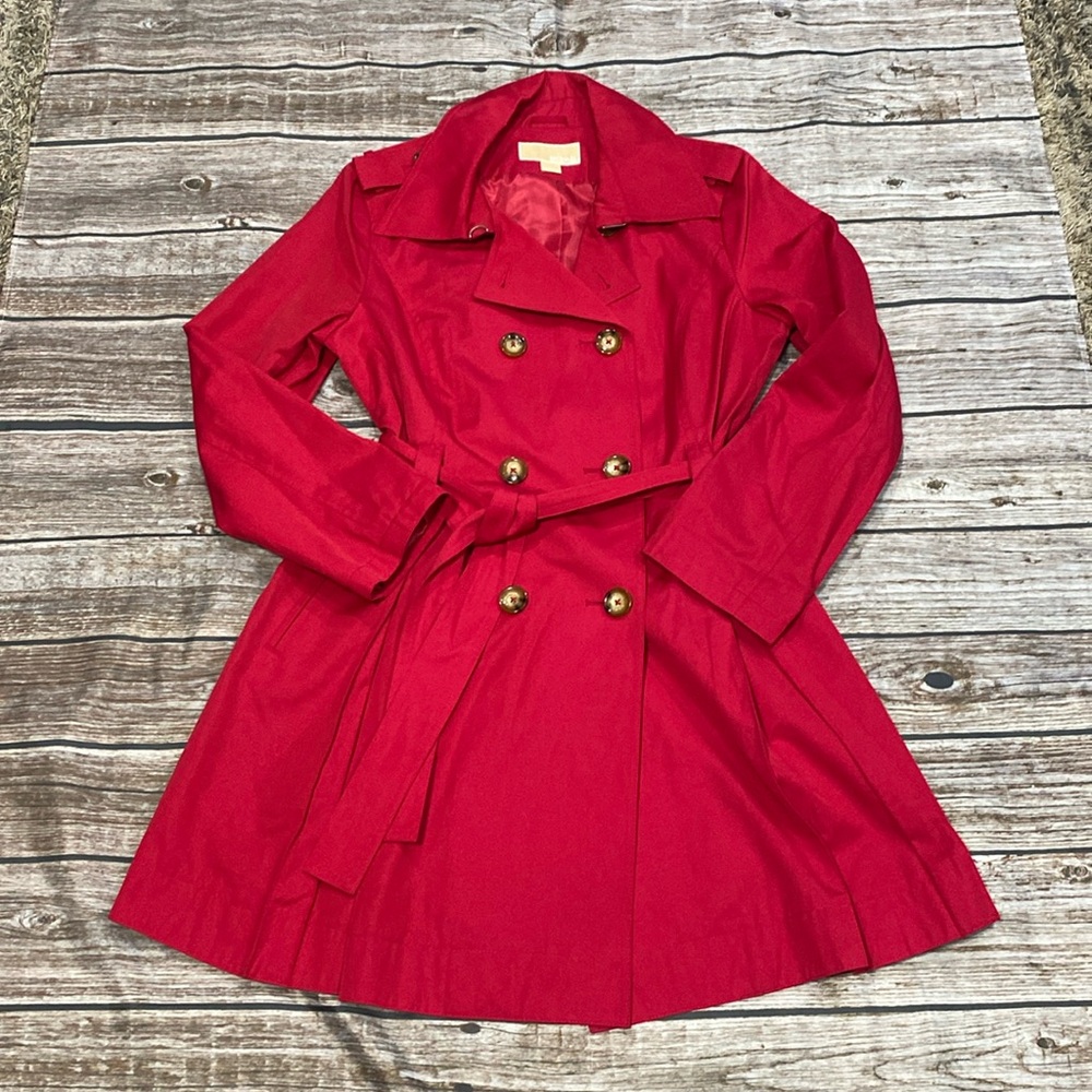 Michael Kors pink knee length trench coat sz Large